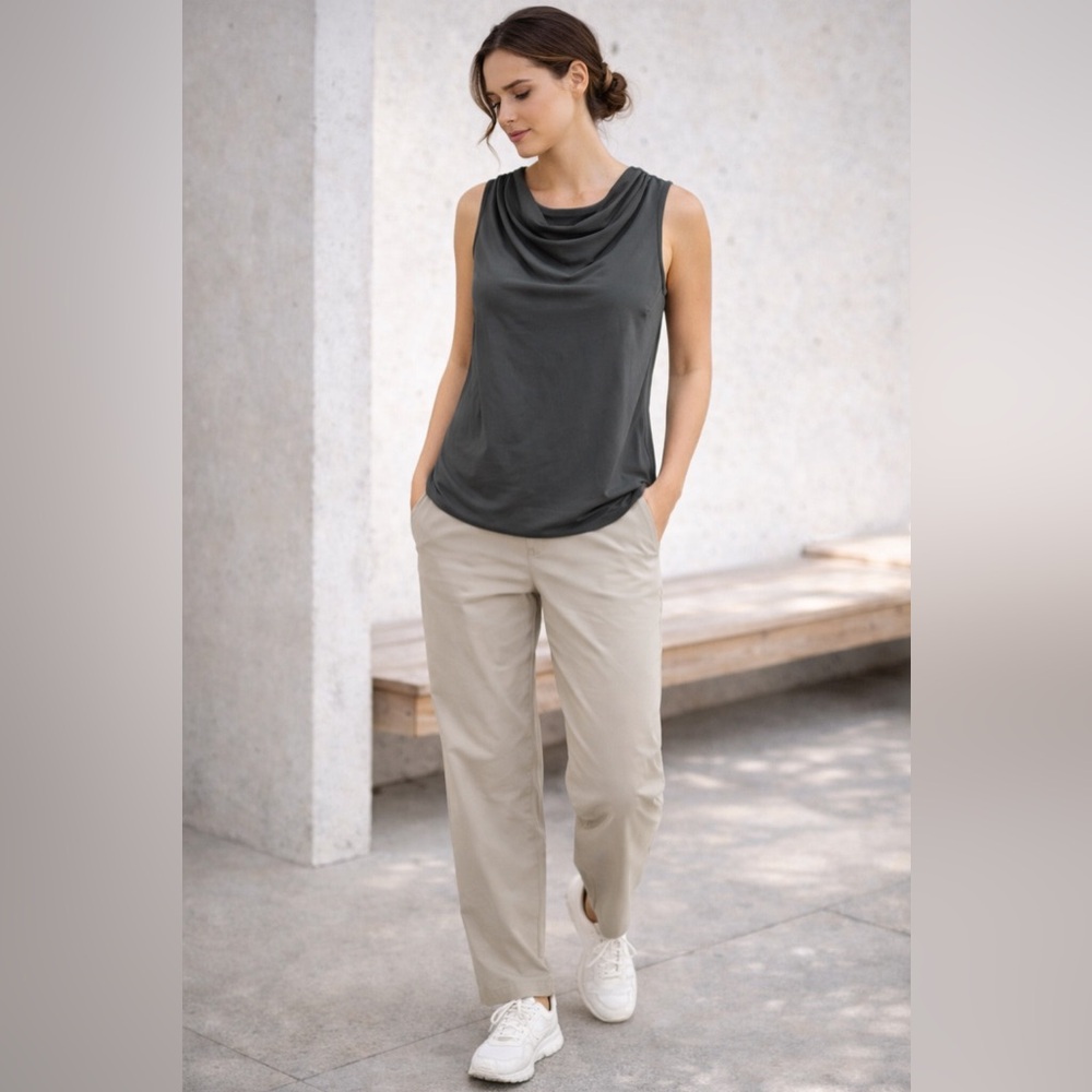 Eddie Bauer Cowl Neck Travex Sleeveless Top - L - EUC  Outdoor Scandi Minimal